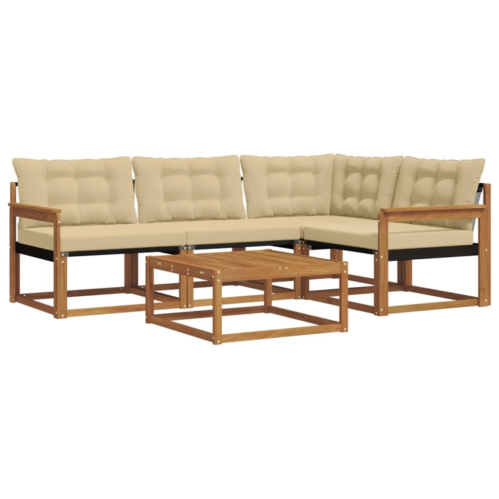Set di divani da esterno con cuscino 5 pcs Naturale e Beige 3369428
