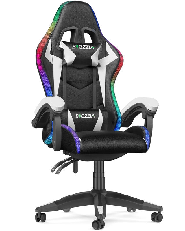 Sedia da gaming,  Sedia da gaming professionale con tecnologia LED RGB integrata, con poggiatesta, supporto lombare e braccioli