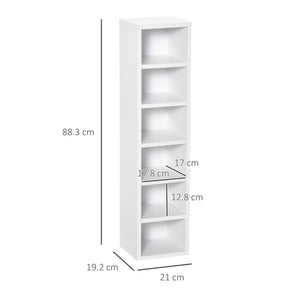 Set 2 Pezzi Mobile Libreria Porta CD 21x19.2x88,3 cm in Legno Bianco