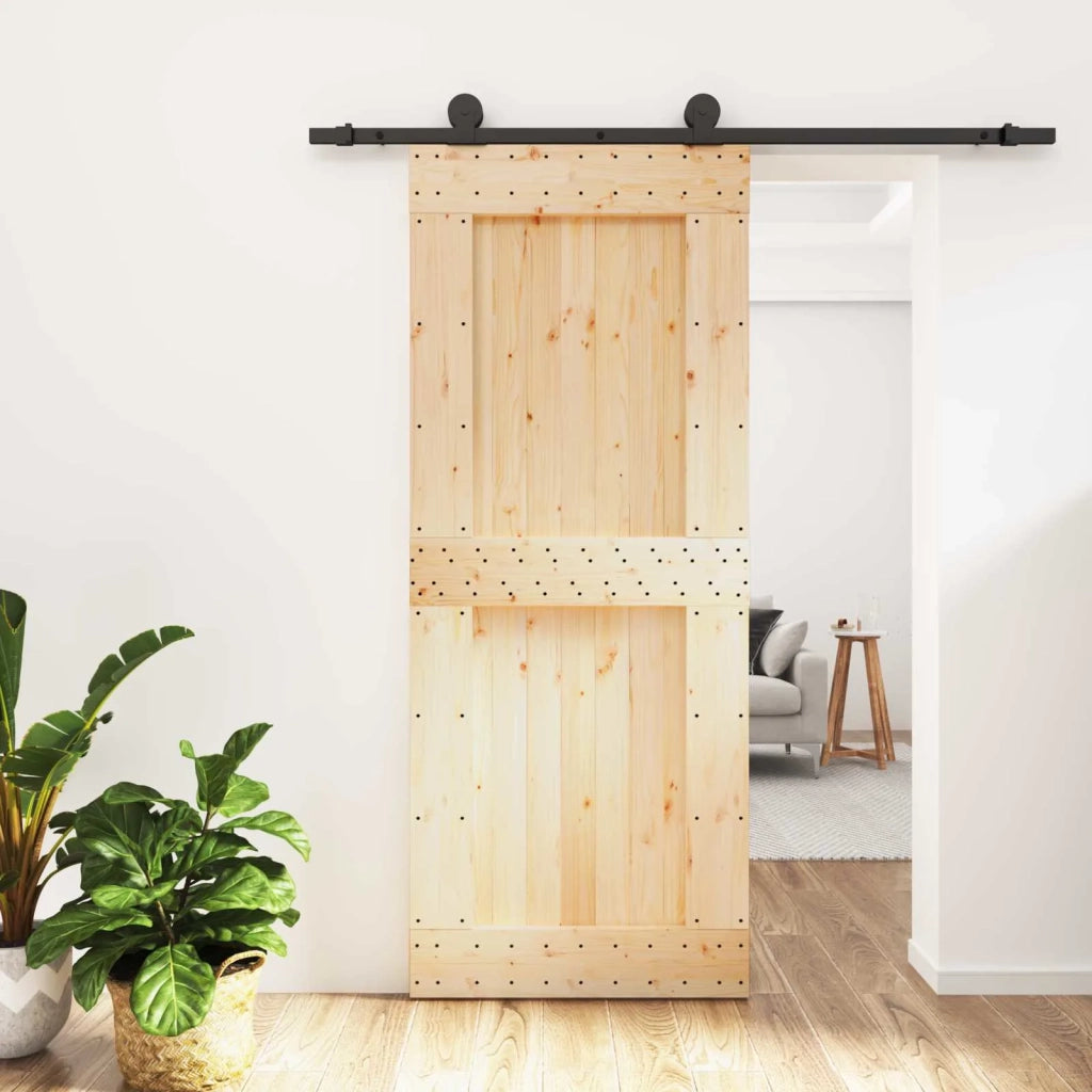 Porta scorrevole Naturale e Nero 85 x 210 cm 3444977