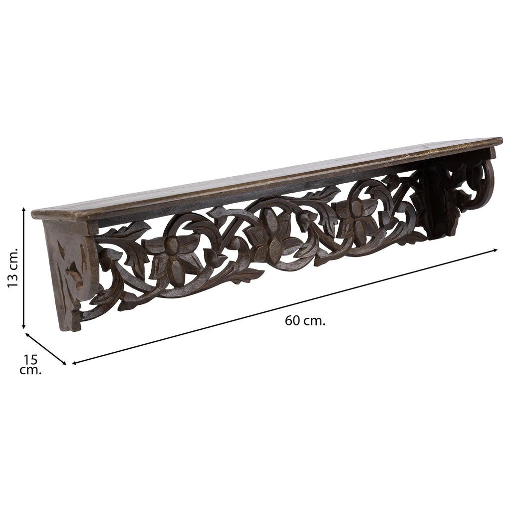 Mensola in legno marrone 60x15x13h cm