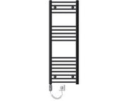 Radiatore elettrico per bagno con elemento di riscaldamento 900W, dimensioni 400x1200 mm, colorazione antracite curvo con connessione laterale.