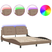 Letto matrimoniale | Letto per adulti | Giroletto con LED senza Materasso Zadar Cappuccino 160x200 cm