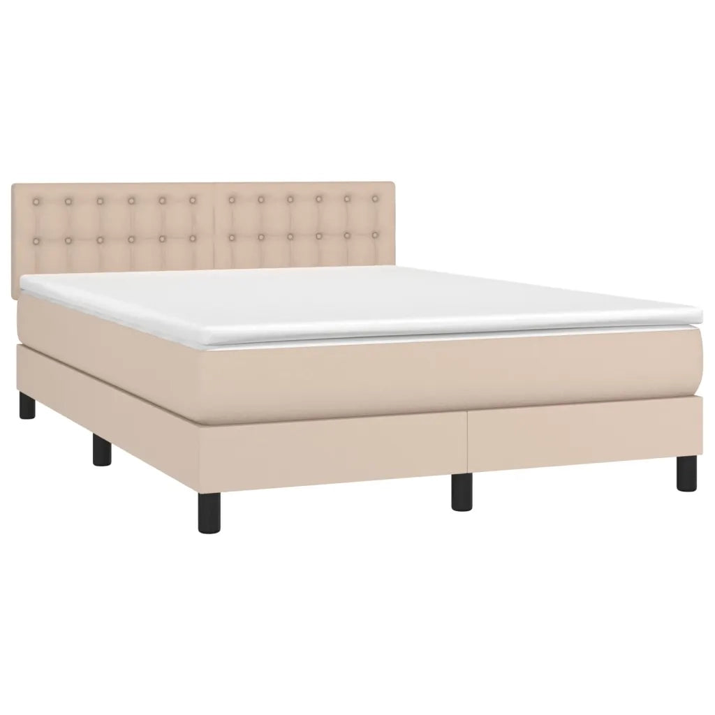 Giroletto Molle Materasso e LED Cappuccino 140x200cm Similpelle 3134230