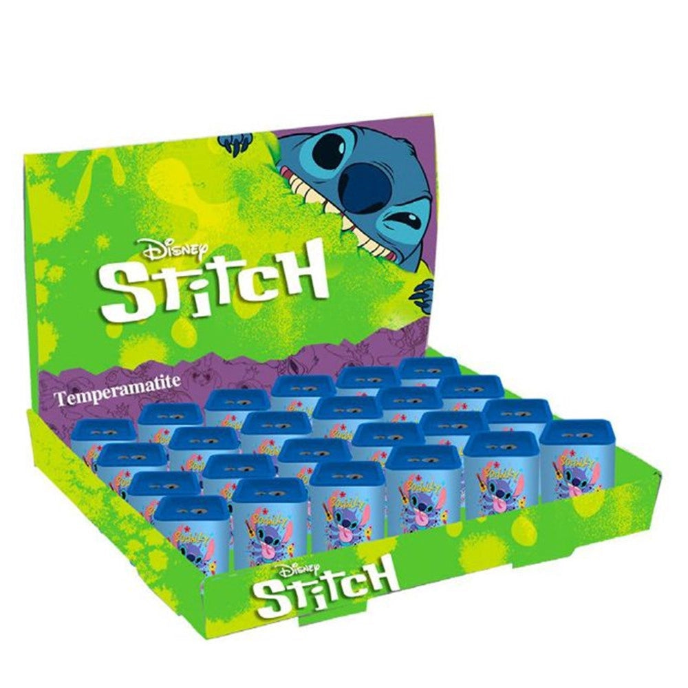 Trade Shop - Set 24pz Temperamatite In Latta Quadrato Doppio Foro Stitch Scuola Regali Bambini 961457 -