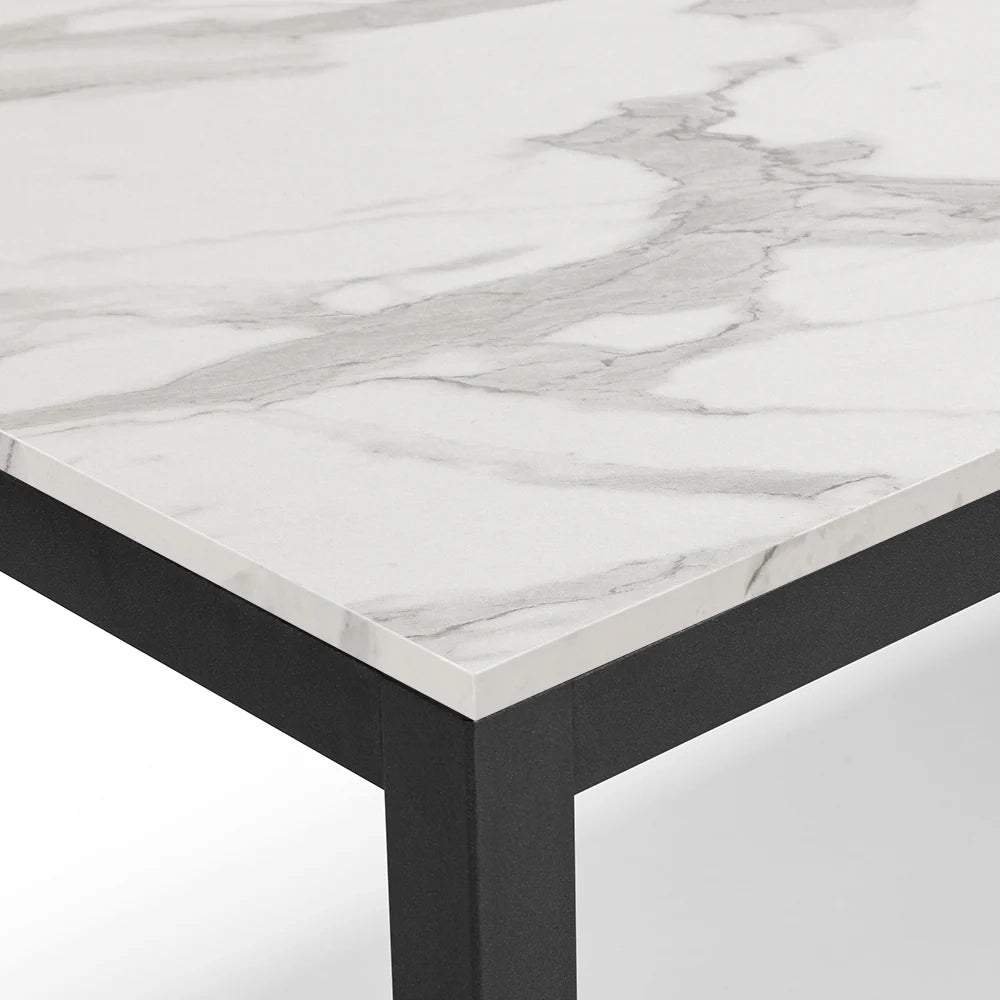 Tavolo da pranzo allungabile Marmo di Carrara 110x70 modello GIOTTO MADE IN ITALY con allunga laterale 40 cm per sala da pranzo, cucina e soggiorno, design moderno