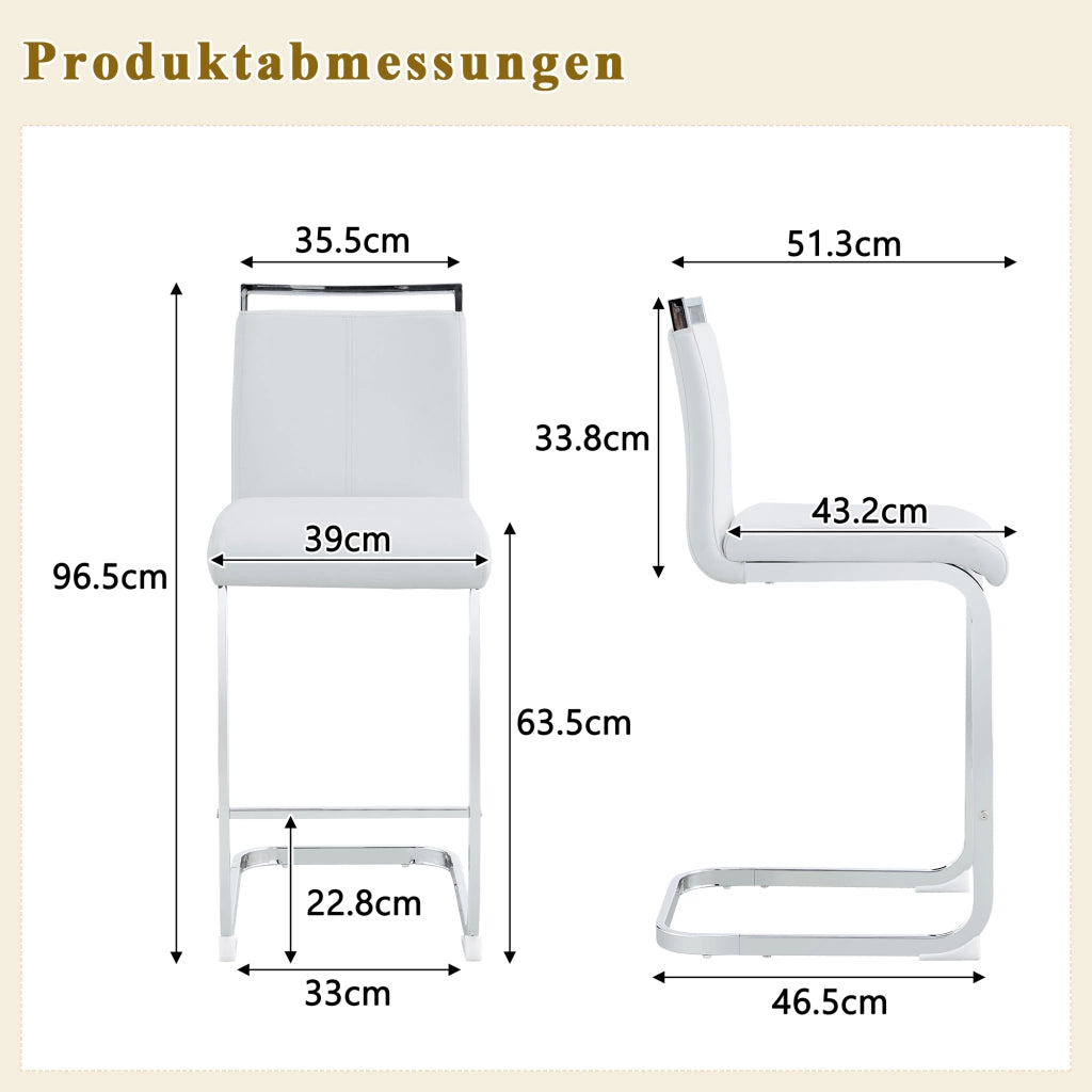Set 2 Sgabelli da Bar Nordici ¨C MINIMAL ¨C Ecopelle Bianca, Gambe in Metallo