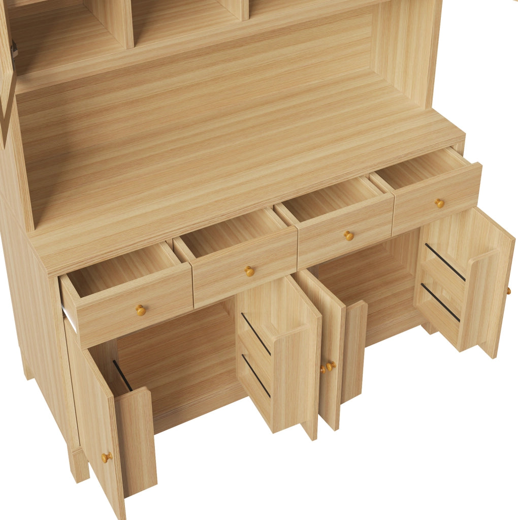 Credenza alta 140x38.5x180 cm con LED RGB controllato da app in MDF e metallo naturale