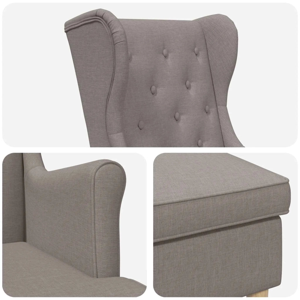 Poltrona con Ottomano 2 pz Tortora Tessuto 3418810