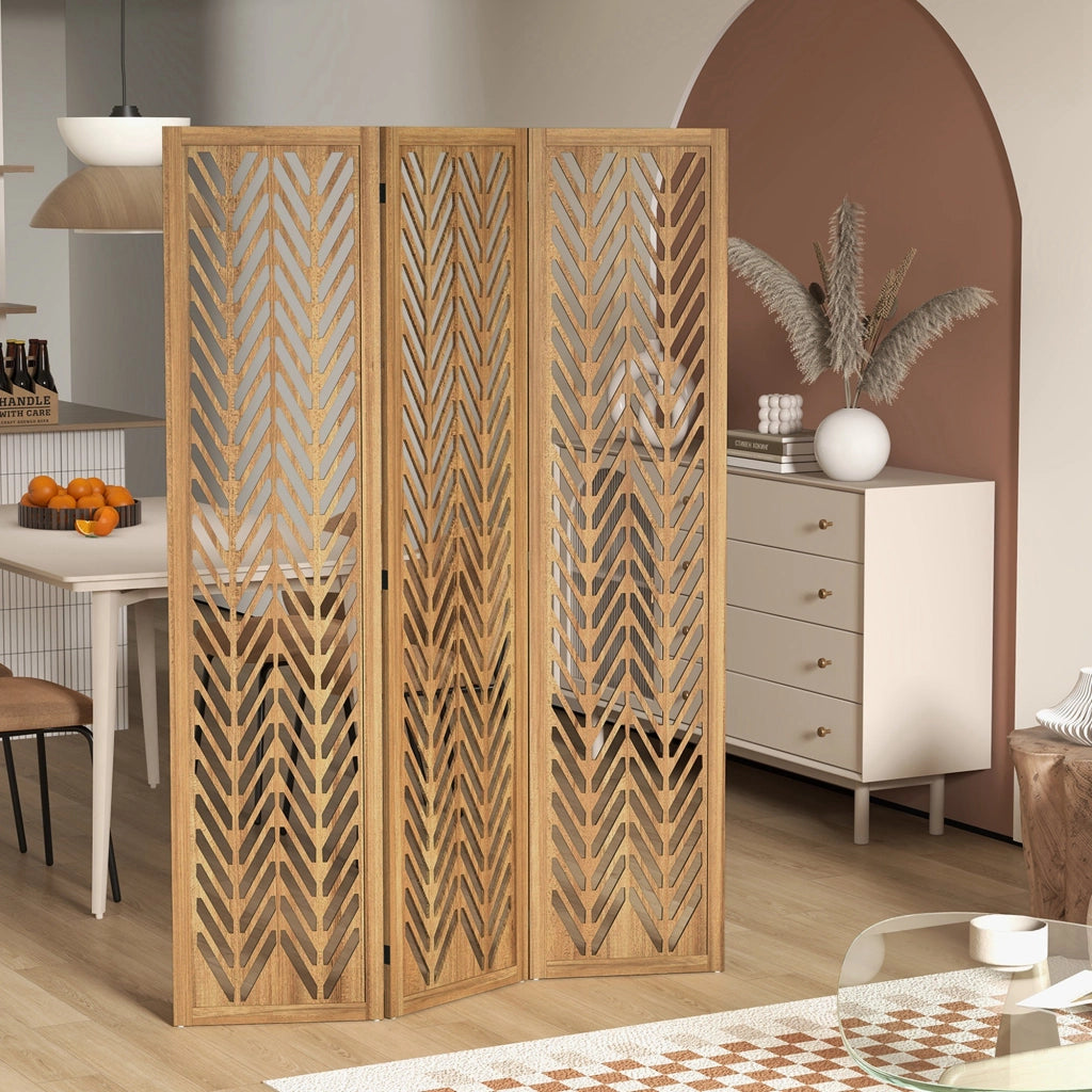 Paravento in legno 3 pannelli ¨C zephmum ¨C naturale 120x170 cm
