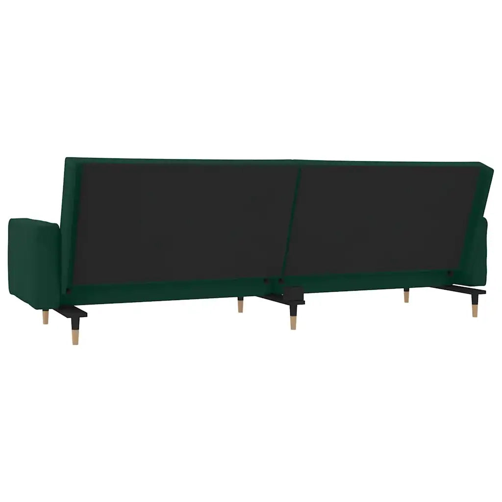 Divano Letto a 2 Posti con 2 Cuscini Verde Scuro in Velluto 375751