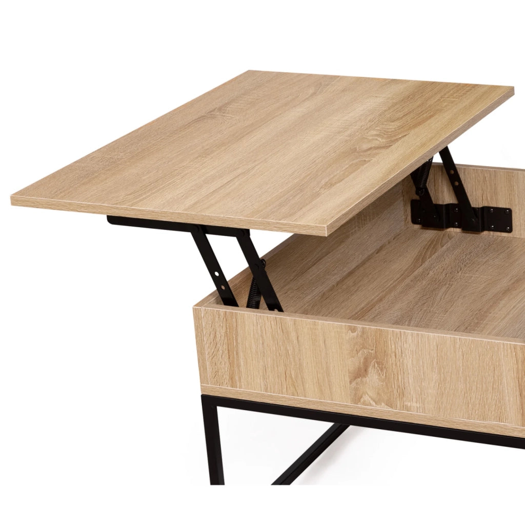 IDMarket - Tavolino quadrato con piano sollevabile DETROIT design industriale
