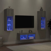 Mobili TV a Muro 4pz con Luci LED Grigio Sonoma 3216581