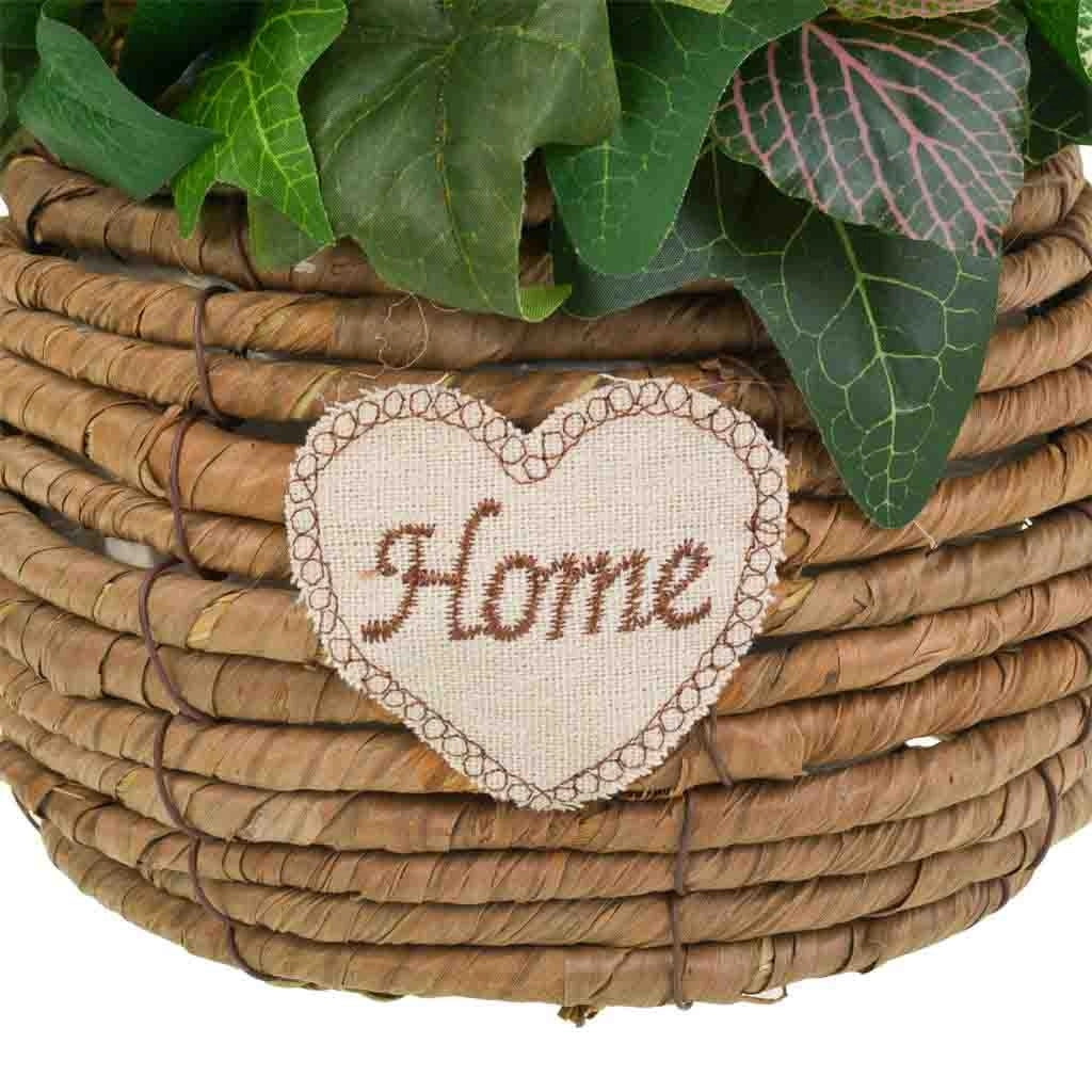 Cesto in corda con mazzo di fiori 31x25x36h