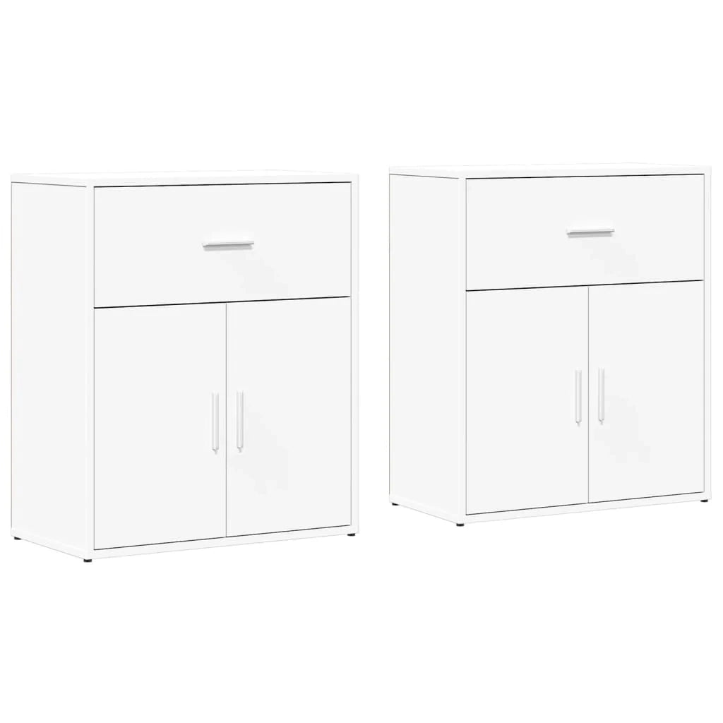 Buffet credenza cassettiera armadio mobile contenitore organizer per cucina soggiorno salotti set da 2 60 x 31 x 70 cm legno ingegnerizzato bianco 02_0036673