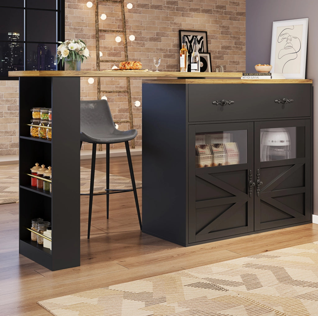 TAVOLO BAR ESTENSIBILE GIREVOLE 138-204x39x104 cm MDF NERO