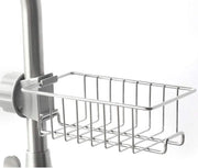 Plancia da doccia per appendere, in acciaio inox, senza perforazione, con ganci, spalla di schiuma, contenitore per sapone per tutti i diametri di 20 - 25 mm bastoncini da doccia rotondi