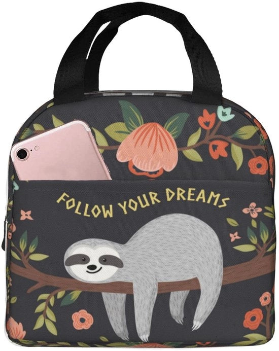 Tas daunie portatile con panda, borsa compatta, contenitore da pranzo riciclabile per scuola, ufficio e lavoro