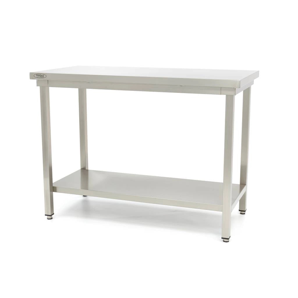 Tavolo in Acciaio Inox - 180 x 60cm - Altezza Regolabile - con Ripiano di Stoccaggio