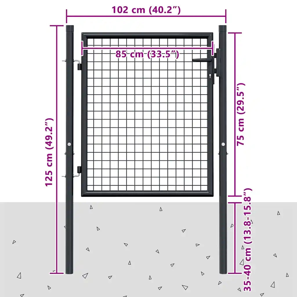 Cancello da Giardino-Porta da giardino in Rete di Acciaio Zincato 100x75 cm Grigio