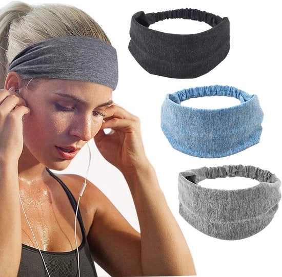 Lotto di 3 Cinturini per Capelli da Yoga - Cinturino da Sudore - Cinturino Sport - Cinture Elastiche per Fitness - Corsa - Camminata