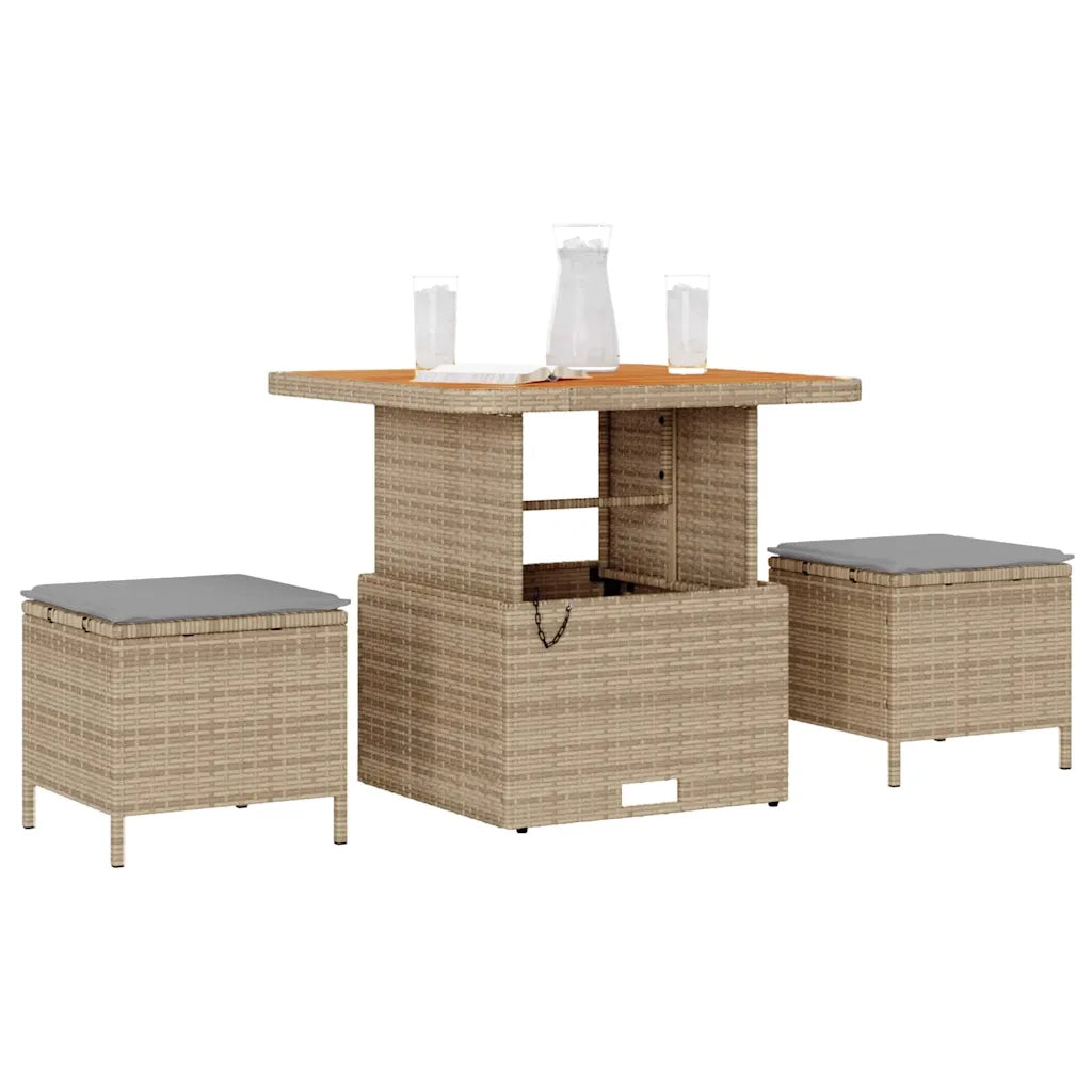Set da Pranzo per Giardino | Set Salotto da Giardino Beige polyrattan