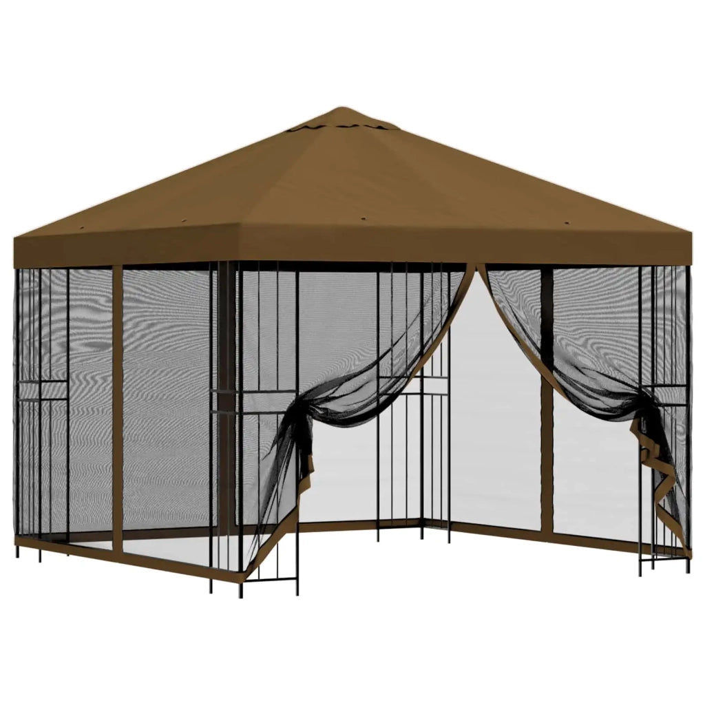 Gazebo da giardino con pareti laterali 3 x 3 m Tortora