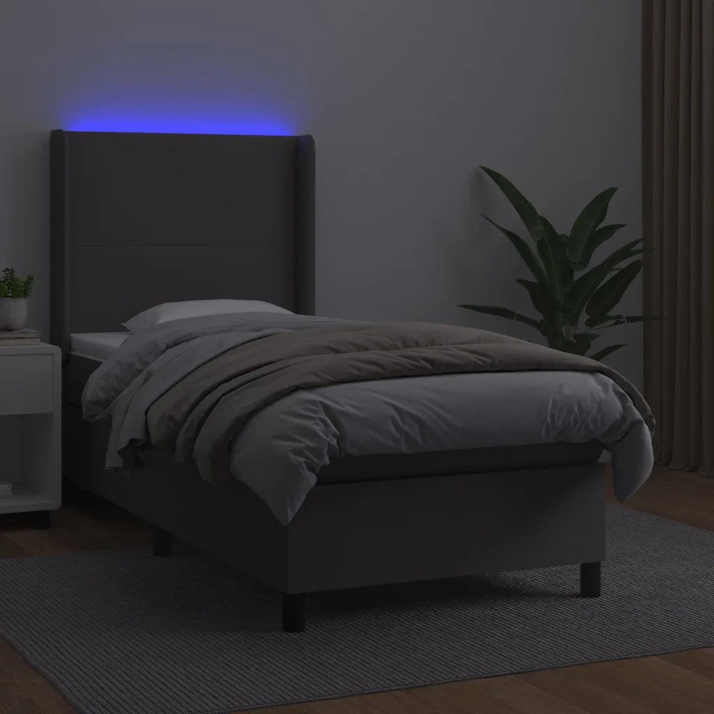 Giroletto Molle con Materasso e LED Grigio 80x200cm Similpelle cod mxl 61146