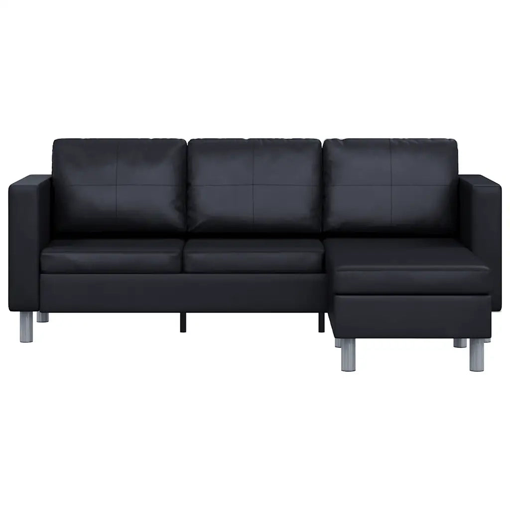 Divano Componibile a 3 Posti in Pelle Artificiale Nero    cod mxl 59177
