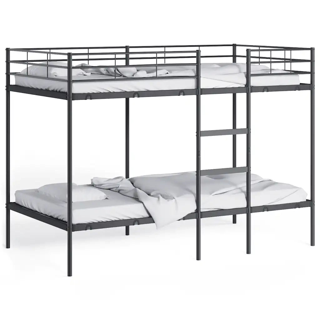 Letto a Castello senza Materasso Nero 100x200 cm in Acciaio 42000324