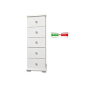 Cassettiera baby 5 cassetti in legno bianco 32x32x93 cm
