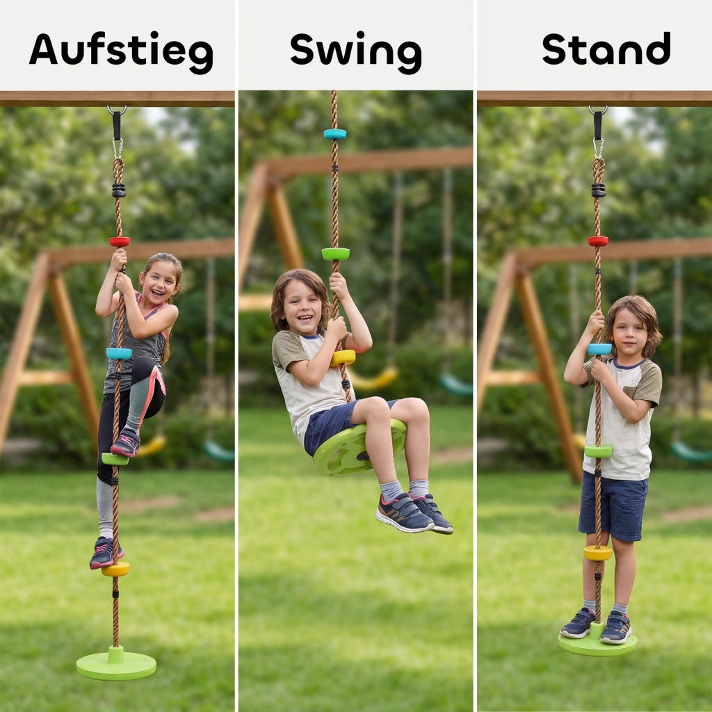 Altalena per bambini con piattaforma e corda ¨C zephmum ¨C Verde