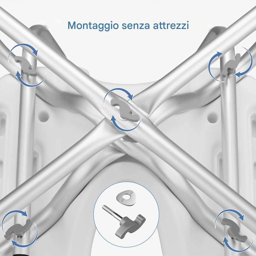Sedia Sgabello da Doccia WC in Alluminio Altezza Regolabile 83-93 cm per Anziani