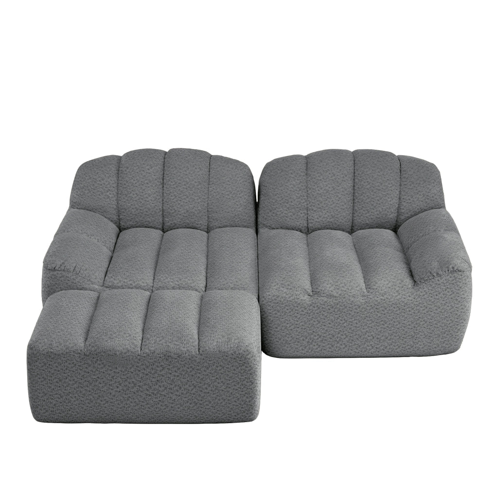Divano modulare 210x165x79 cm senza montaggio in fleece granulato grigio
