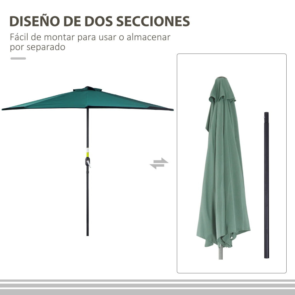 Ombrellone da Giardino Semicircolare ¨C zephmum ¨C Verde 269x138x236 cm