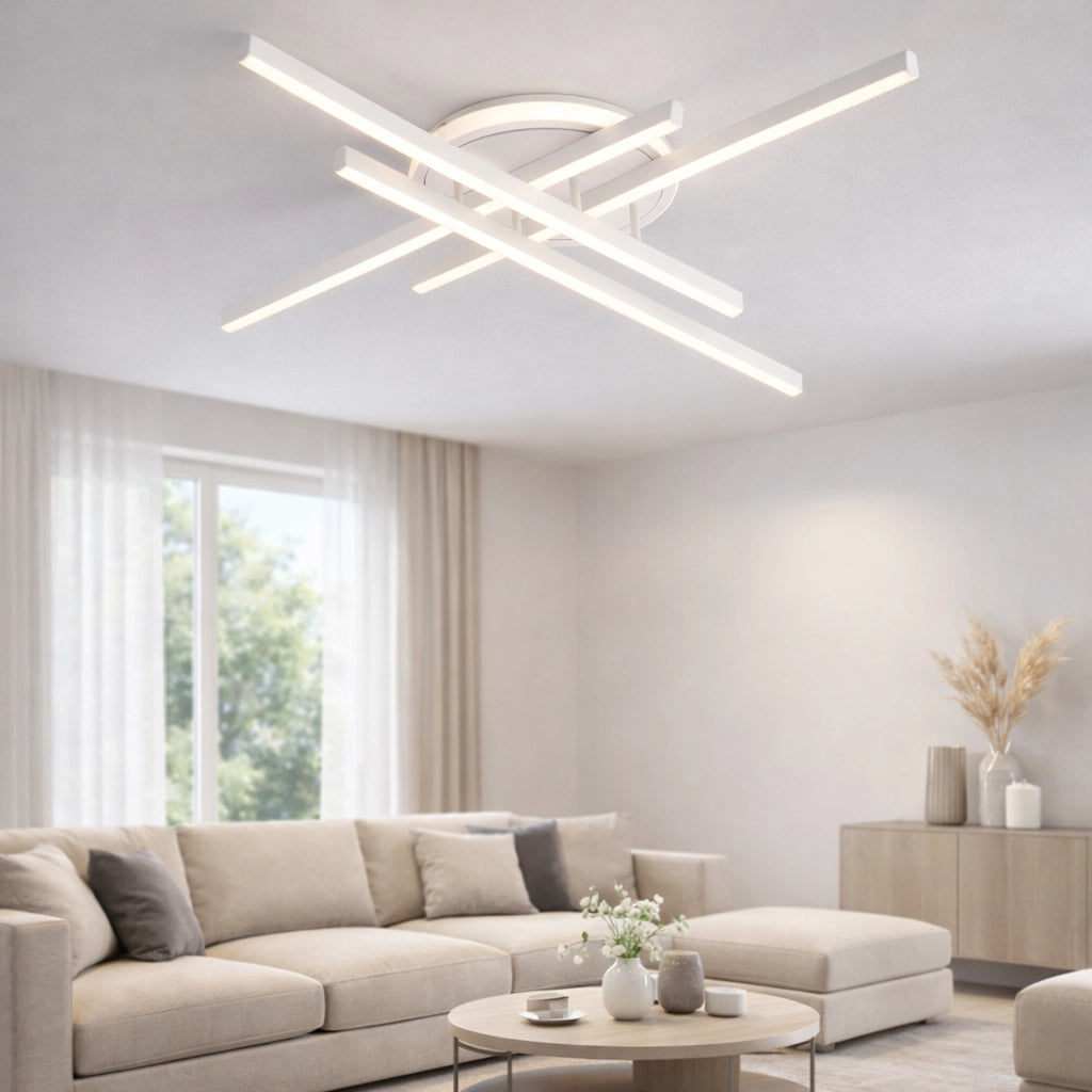 Plafoniera LED Moderna 45W Design Geometrico Bianco CCT Switch 3000K 4000K 6500K 3600 Lumen Soffitto Interno
