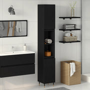 Mobile da bagno  Nero Rovere 30x30x190 cm in Legno ingegnerizzato