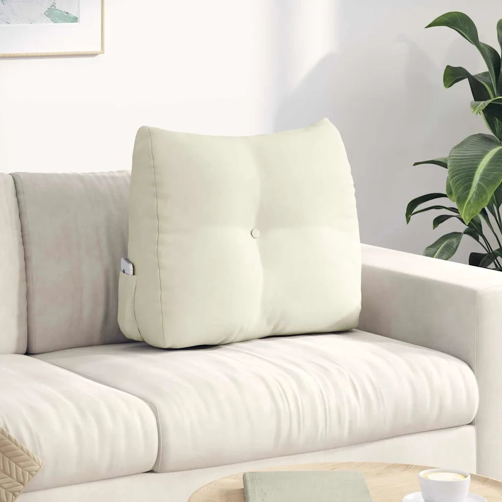 Cuscino per Schiena Crema 60 x 24 x 50 cm Velluto 42014409