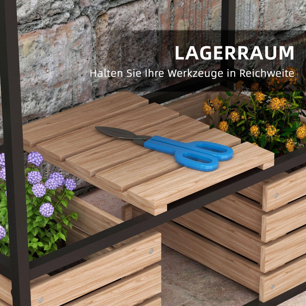 Fioriera Gradinata Giardino ¨C Zephmum ¨C Naturale Nero 83x39x100 cm