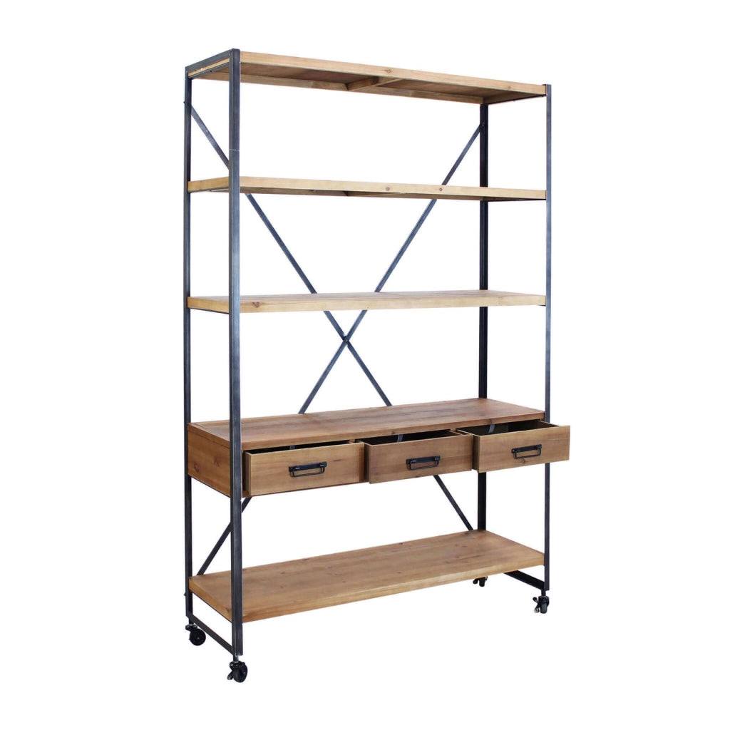 Libreria Industrial in Legno Metallo cm 114 3x46 5x136 - COLIN
