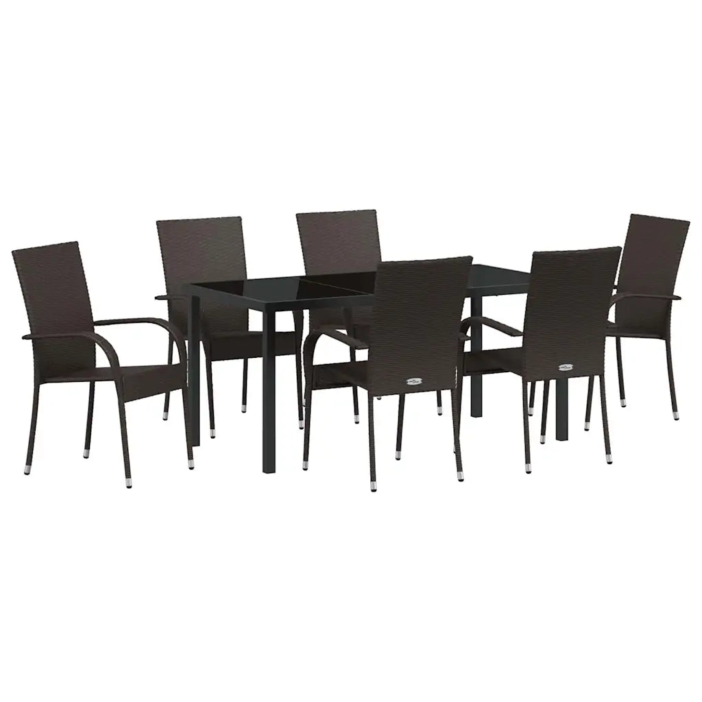 Set da Pranzo per Giardino 7 pcs Marrone 3379398