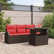 Set Divano da Giardino con cuscino 5 pcs Marrone polyrattan 3348550