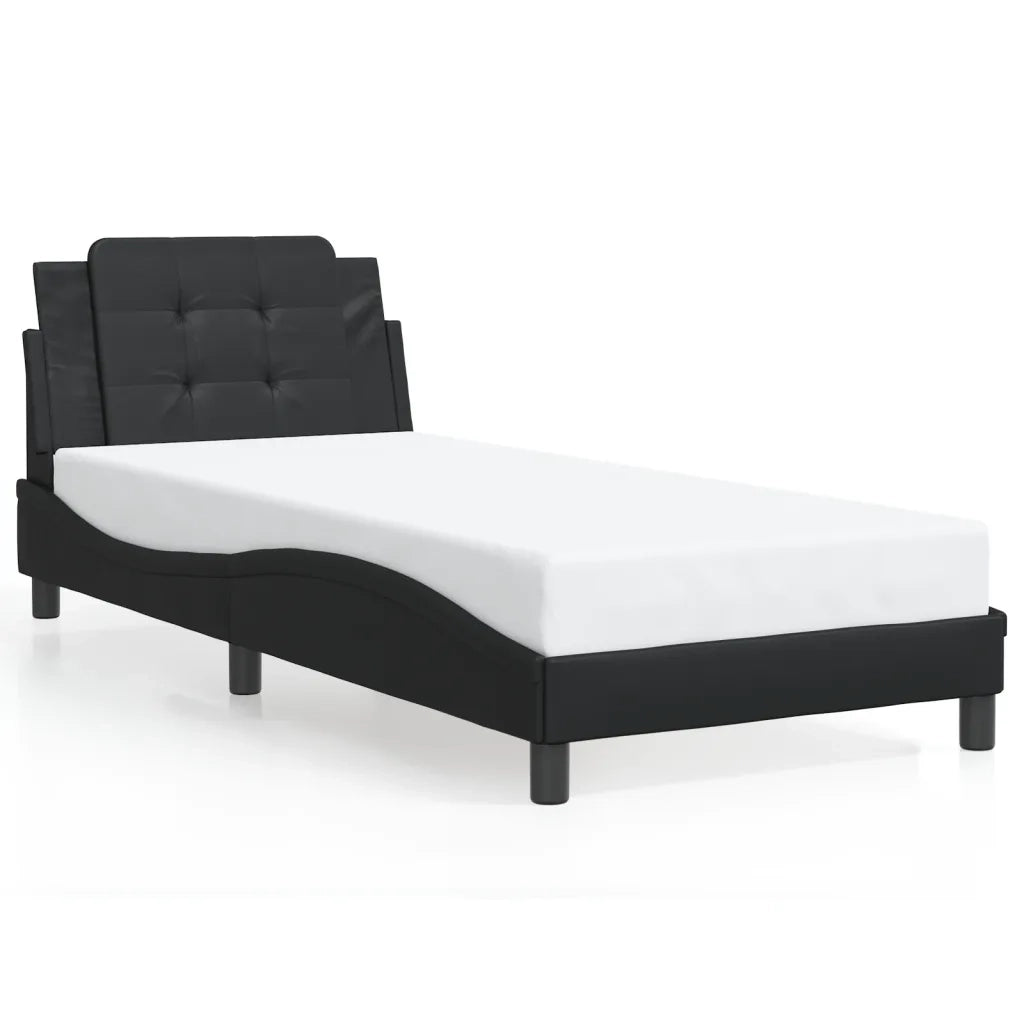 Letto singolo | Letto per adulti | Giroletto con LED senza Materasso Zadar Nero 80x200 cm