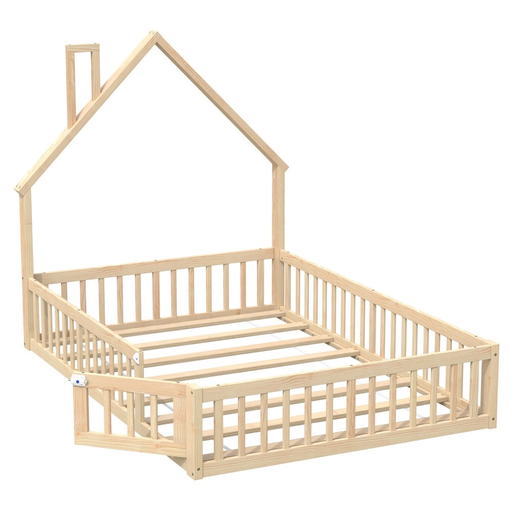 Letto Casetta Bambini 140x200 ¨C Xylo ¨C Pino Naturale con Rete a Doghe