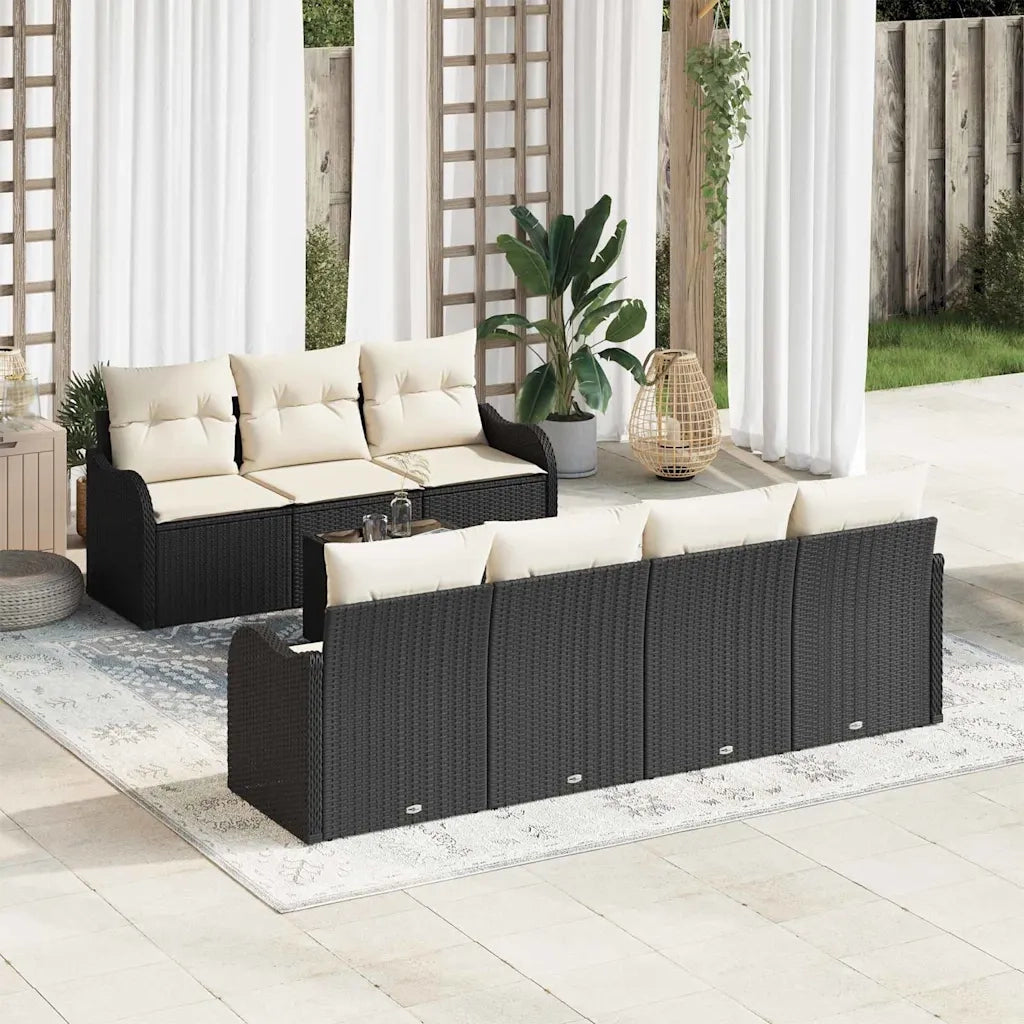 Set Divano da Giardino con cuscino 8 pcs Nero e Crema 3354276