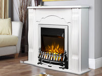 Camino Elettrico da Pavimento 88,3x95x30 cm Effetto Fiamma 2000W Classic & Galileo Silver Bianco