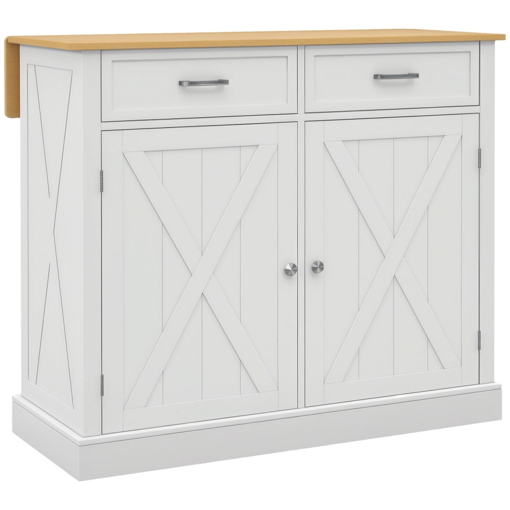 Tavolo da cucina allungabile con piano in legno e ruote ¨C zephmum ¨C 105x60x90,5 bianco