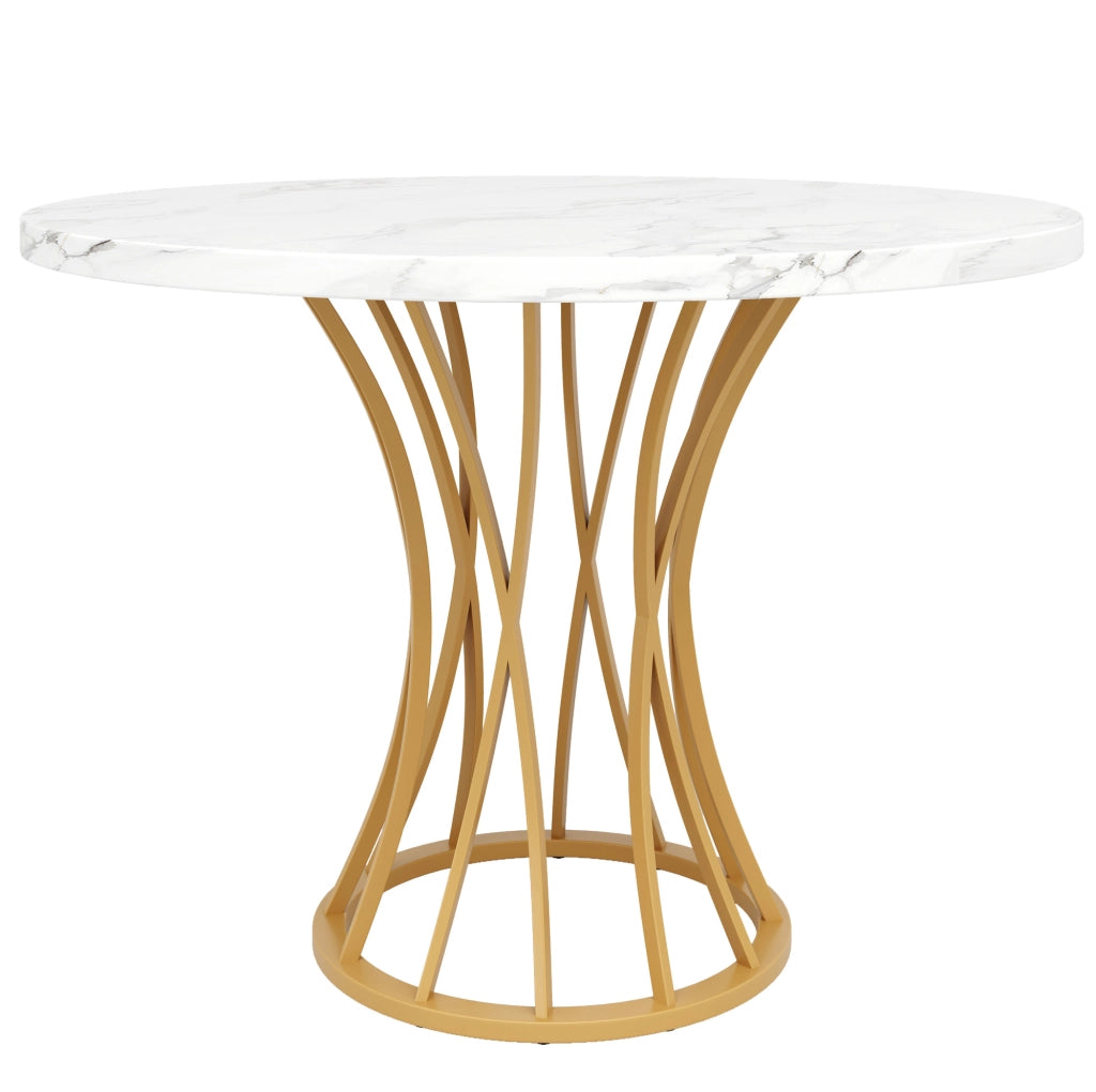 Tavolo da pranzo rotondo 80 x 80 x 76 cm in MDF e metallo; colore oro