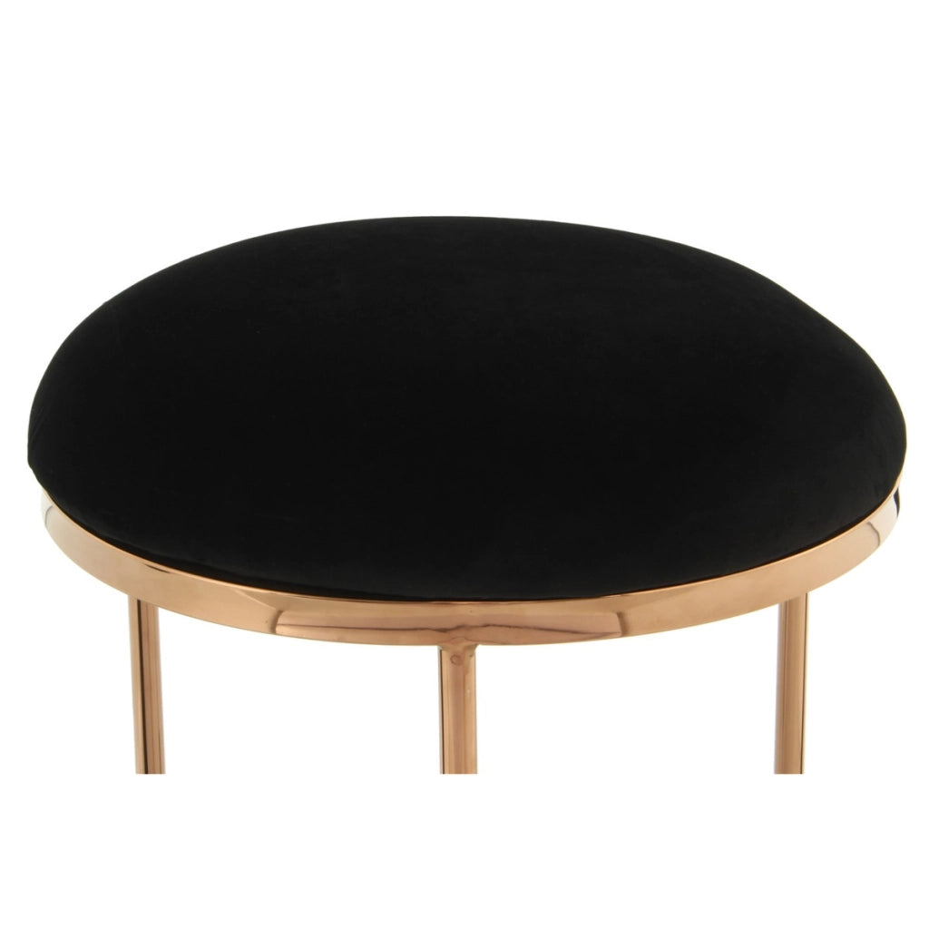 Sgabello Wynona in Velluto Nero e Oro Rosa
