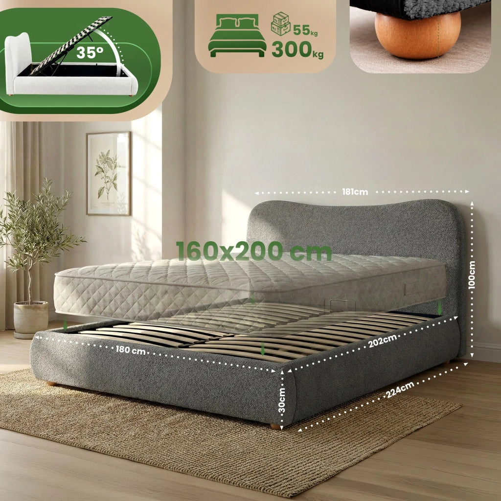 Letto Maido Teddy in tessuto 160x200 cm 1